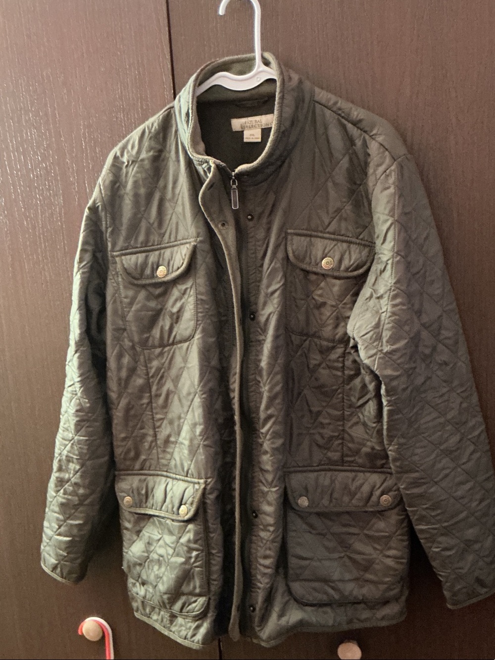 Quilted Field Jacket in Olive Green